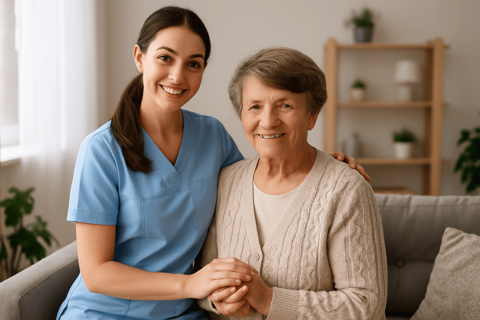 Erfahrene Pflegekräfte kümmern sich liebevoll um Senioren